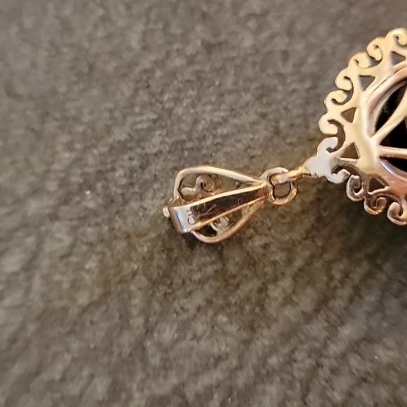 Copper CU Raw Obsidian Lace Gothic Pendant Necklace - Picture 7 of 7